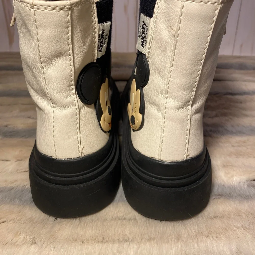 Zara Mickey Mouse Boots Side Zip Platform Lug Sole Size EU‎ 36/US 5.5 Women's